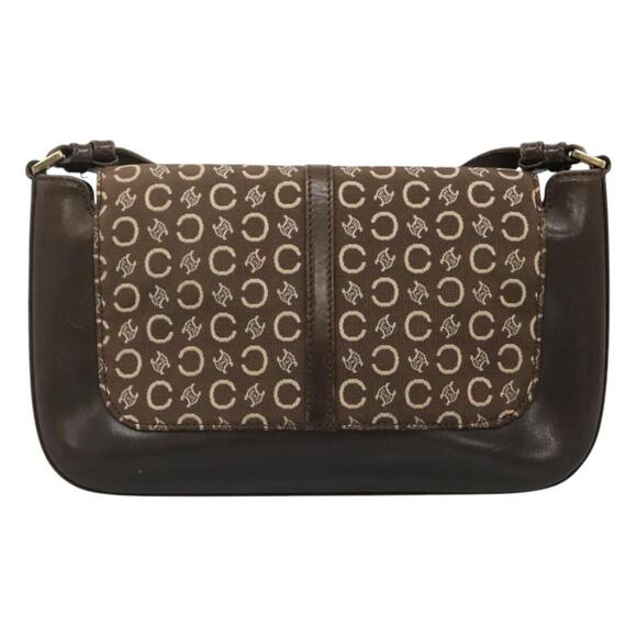 CELINE C Macadam Canvas Shoulder Bag Brown Gold - Picture 3 of 12